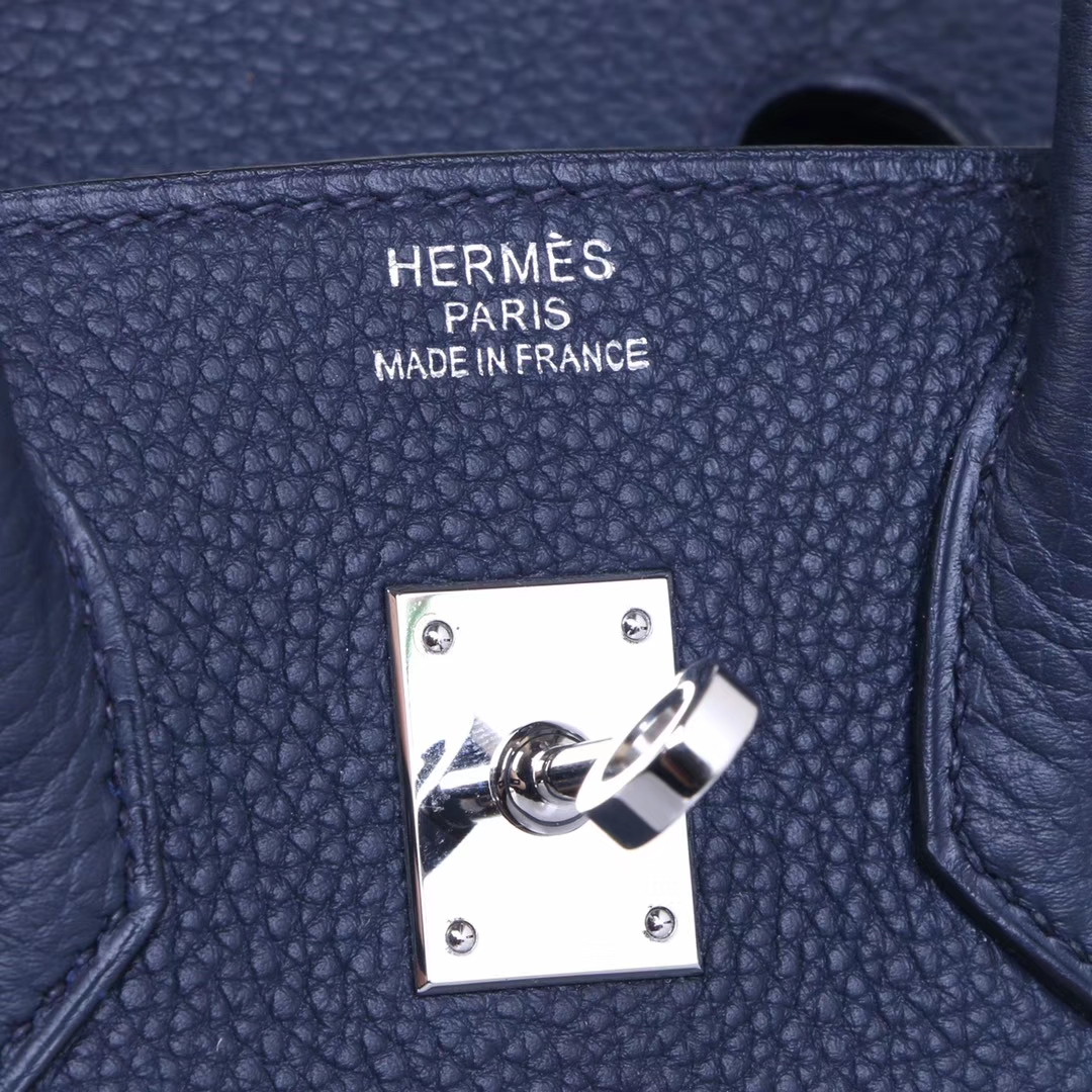 Hermes（爱马仕）Birkin 铂金包 午夜蓝 Swift皮 银扣 30cm