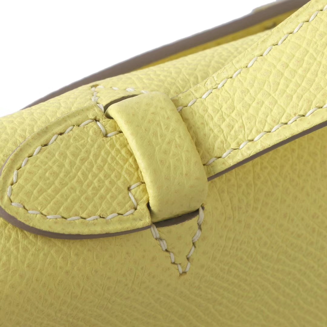 Hermès（爱马仕）miniKelly 迷你凯莉 柠檬黄 Epsom皮 银扣 一代 22cm