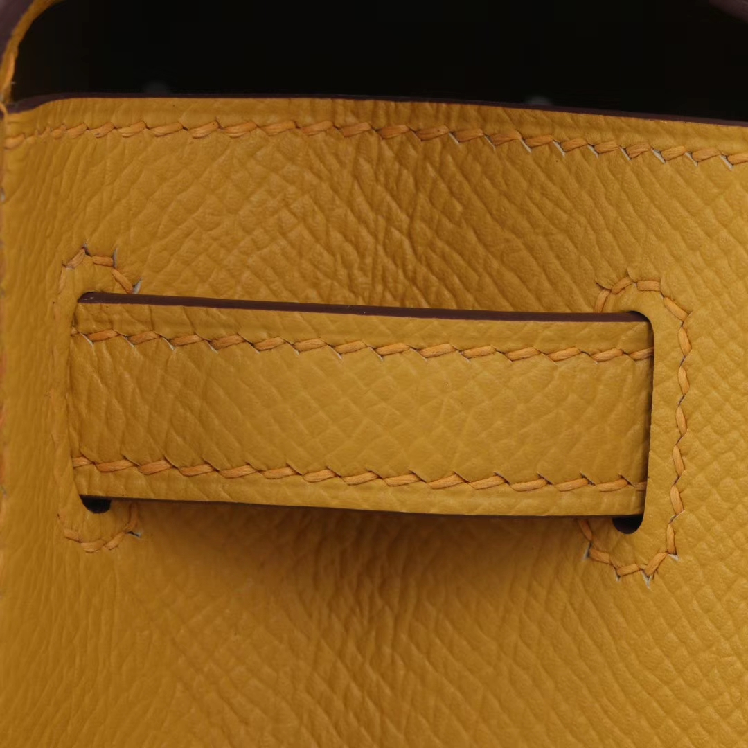 Hermès（爱马仕）miniKelly 迷你凯莉 琥珀黄 Epsom皮 银扣 一代 22cm