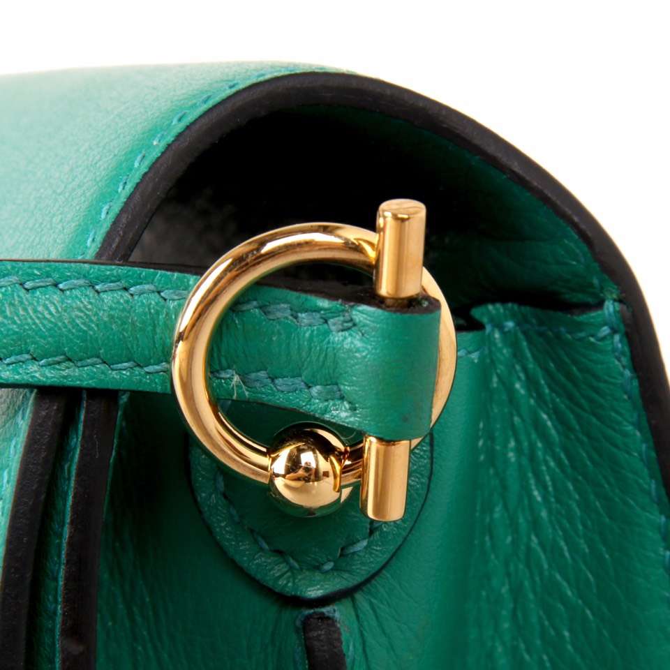 Hermès（爱马仕）roulis 猪鼻包 丝绒绿  evercolor 金扣 19cm