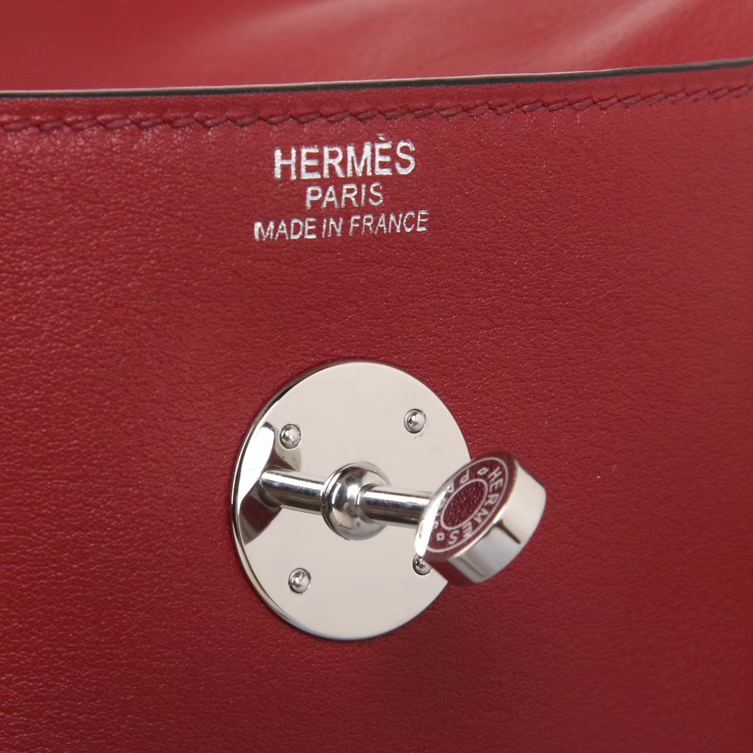 Hermès（爱马仕）Lindy 琳迪包 石榴红 Swift皮 银扣 26cm
