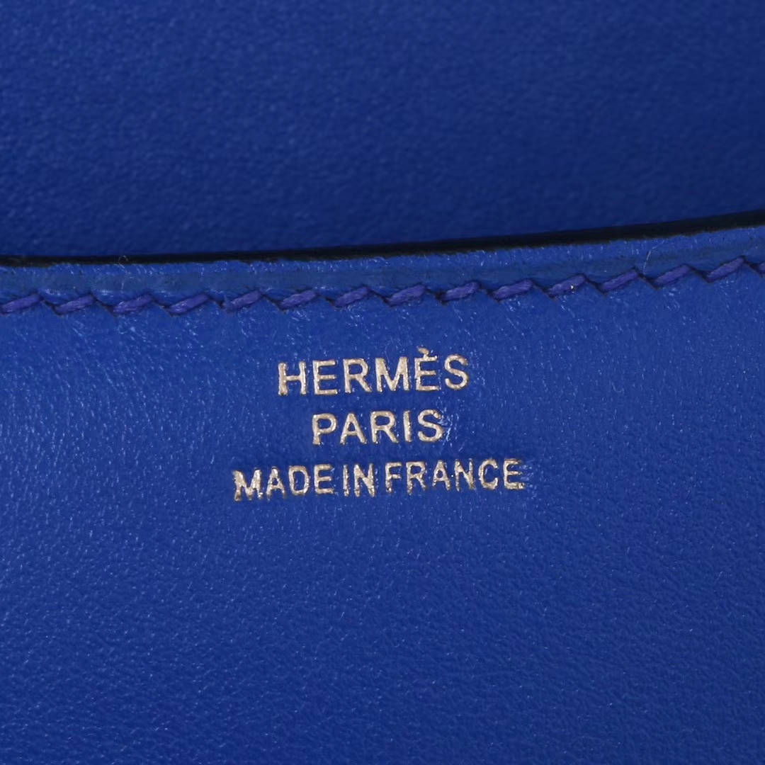 Hermès（爱马仕）Constace 空姐包 电光蓝 swift皮 金扣 19cm