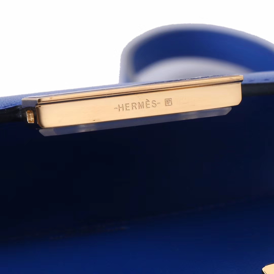 Hermès（爱马仕）Constace 空姐包 电光蓝 swift皮 金扣 19cm