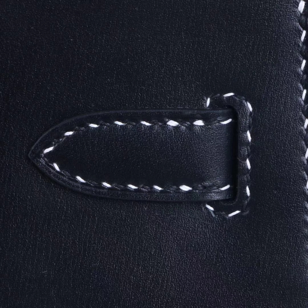 Hermès（爱马仕）Kelly 凯莉包 黑色 Box 黑白钢琴走线 银扣 32cm