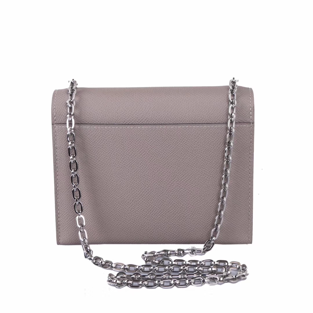 Hermès（爱马仕）Verrou 锁链包 沥青灰 EP皮 银扣 17cm