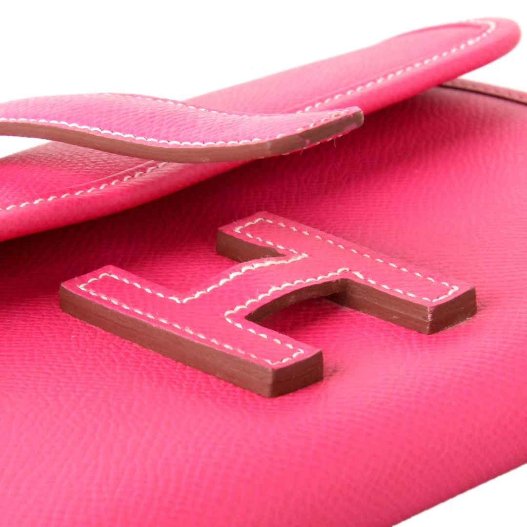 Hermès（爱马仕）JIGE 钱夹 手包 糖果粉 EPSOM皮 22cm