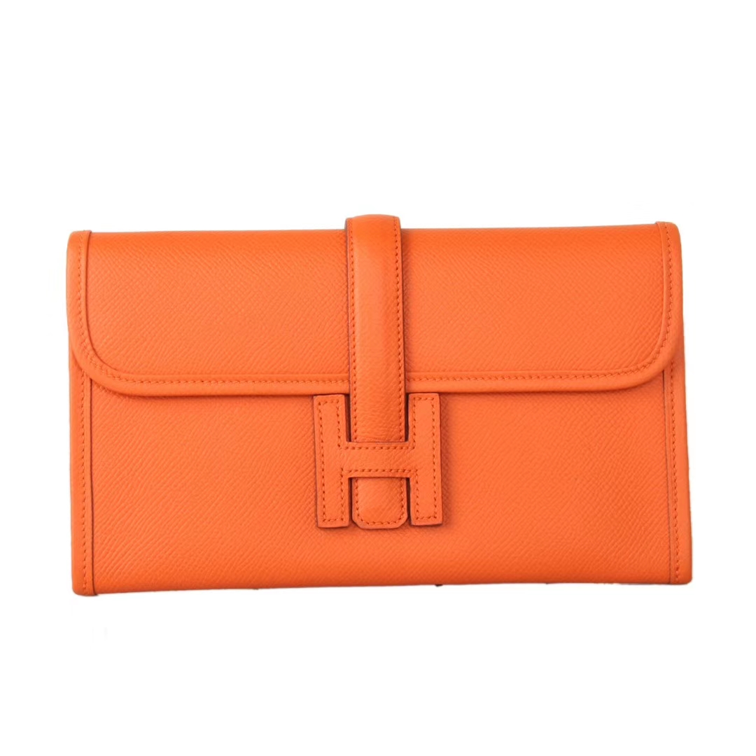 Hermès（爱马仕）JIGE 钱夹 手包 橙色 EPSOM皮 22cm