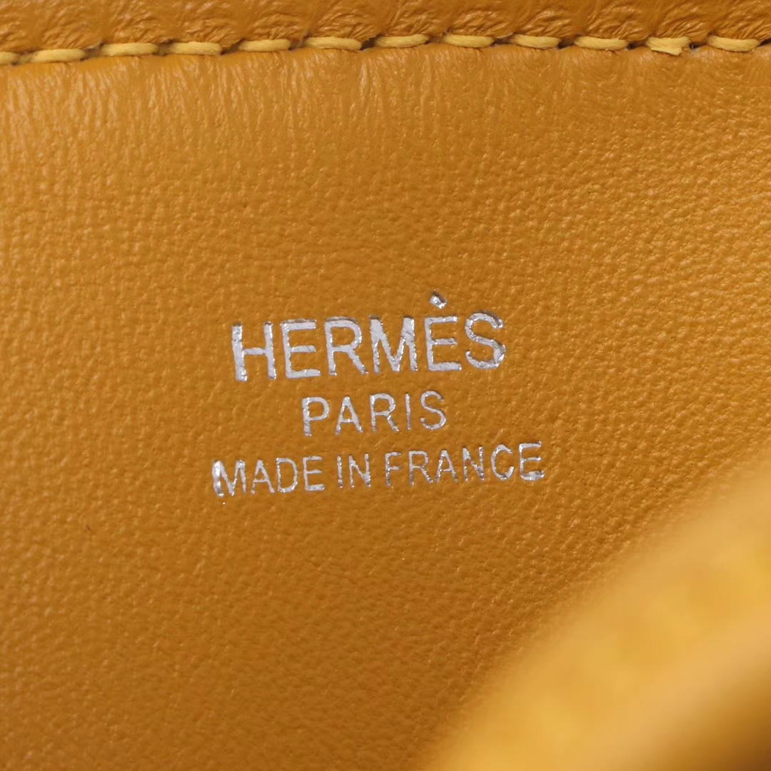 Hermès（爱马仕）Mini bolide 保龄球包 琥珀黄 EV 银扣 18cm