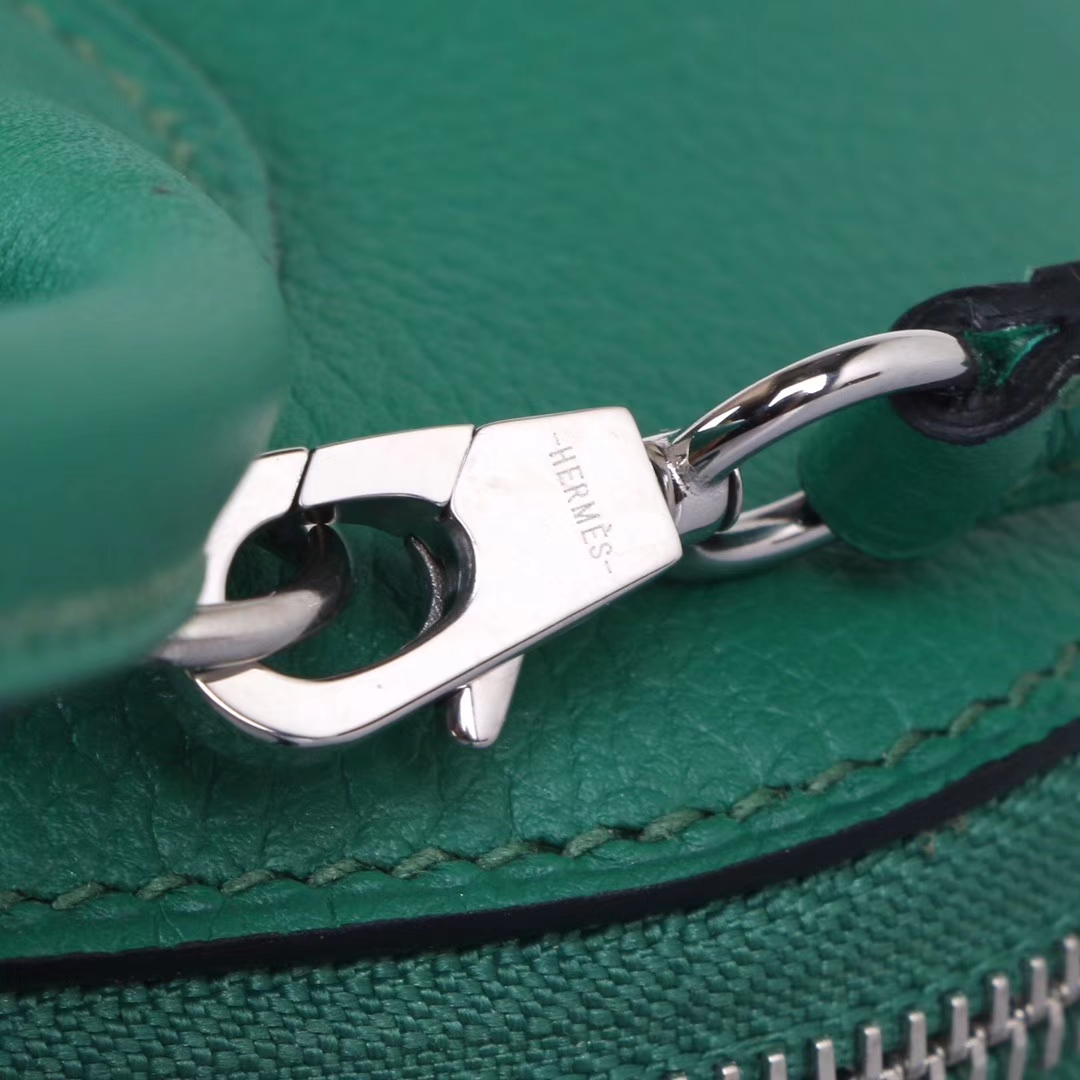 Hermès（爱马仕）Mini bolide 保龄球包 维罗纳绿 EV 银扣 18cm