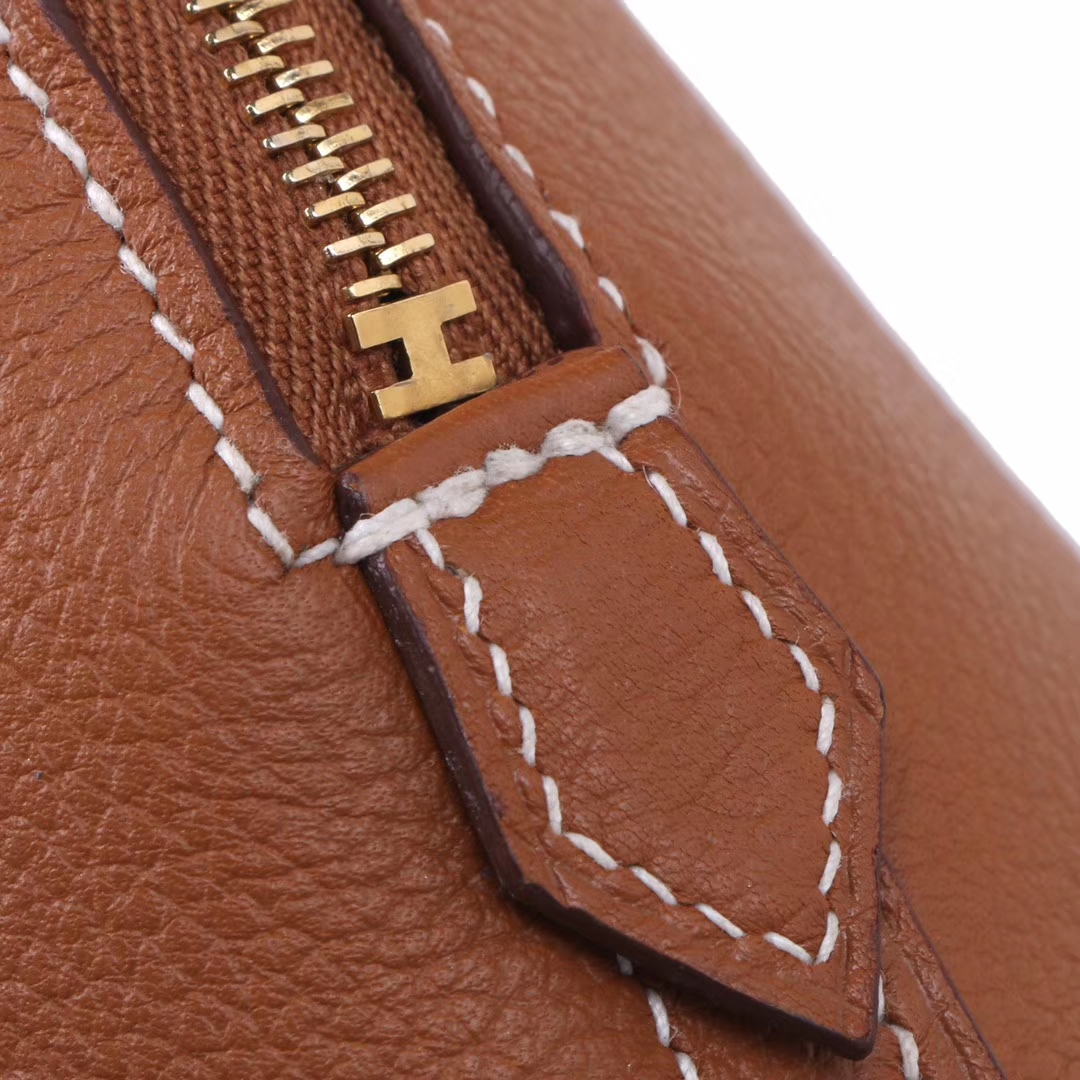 Hermès（爱马仕）Mini bolide 保龄球包 金棕  EV 金扣 18cm