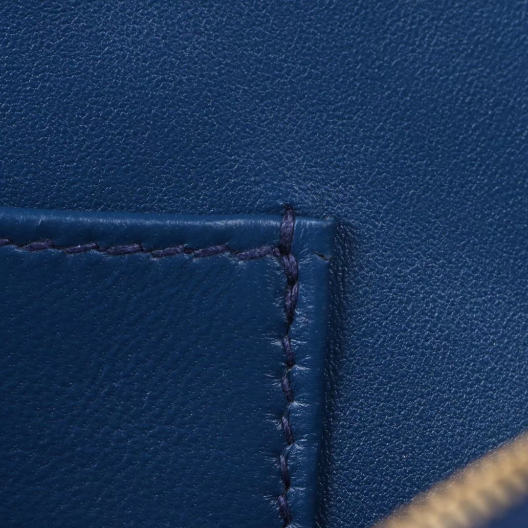 Hermès（爱马仕）Mini bolide 保龄球包 深邃蓝  EV 金扣 18cm