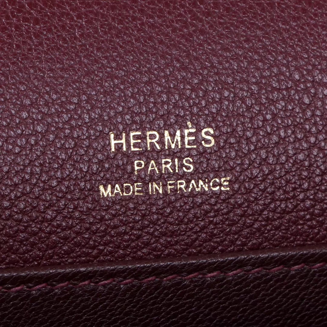 Hermès（爱马仕）roulis 猪鼻包 枣红色  ev 金扣 19cm