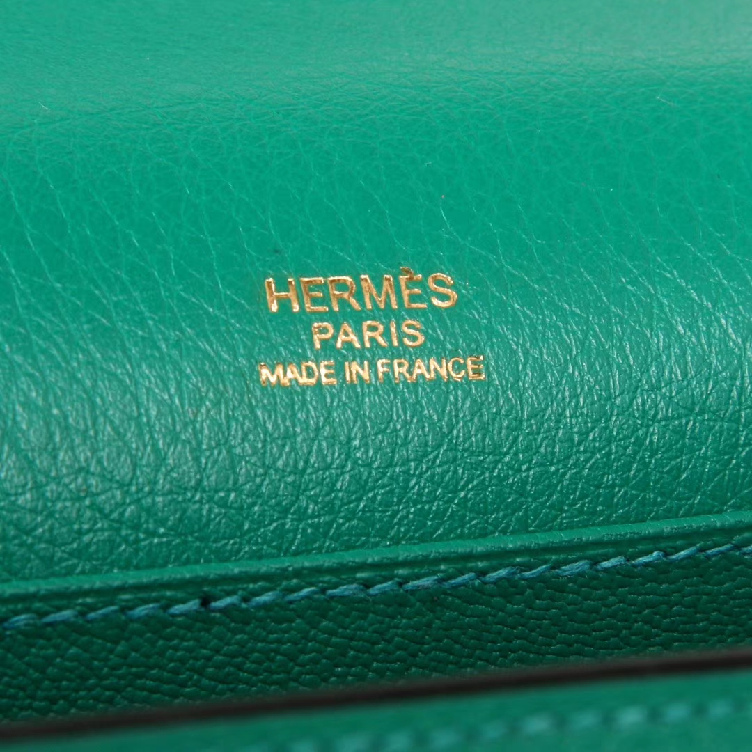 Hermès（爱马仕）roulis 猪鼻包 绒丝绿 ev 金扣 19cm