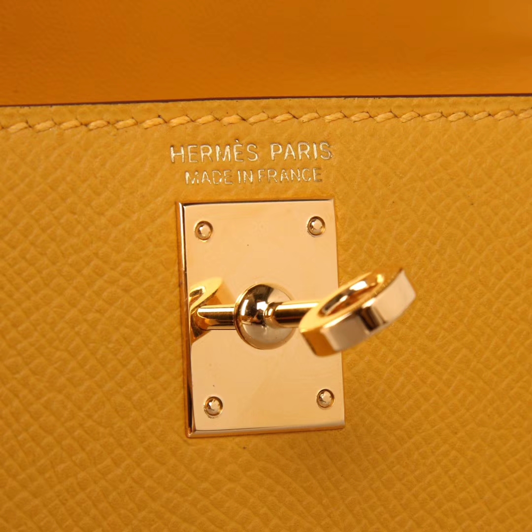 Hermès（爱马仕）mini Kelly 迷你凯莉 琥珀黄 epsom 金扣 二代