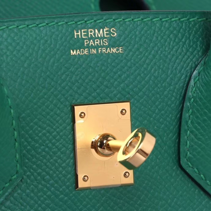 Hermès（爱马仕）Birkin 铂金包 丝绒绿  Epsom 金扣 30CM
