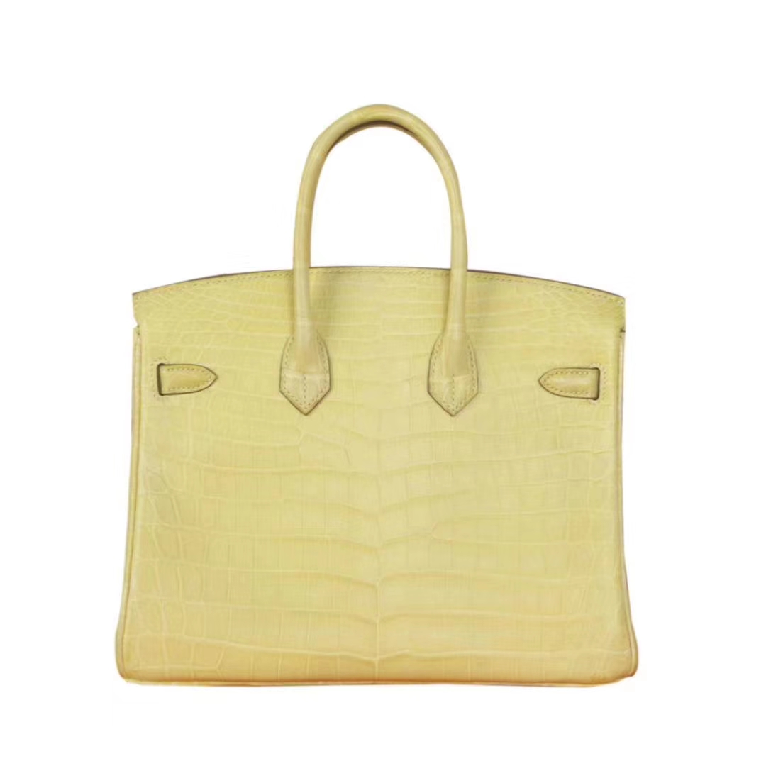 Hermès（爱马仕）Birkin 铂金包 柠檬黄 哑光鳄鱼 银扣 25CM