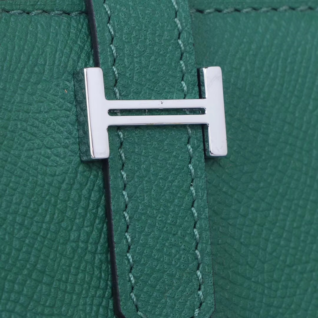 Hermès（爱马仕）H扣 长款钱夹 孔雀绿  银扣 EP
