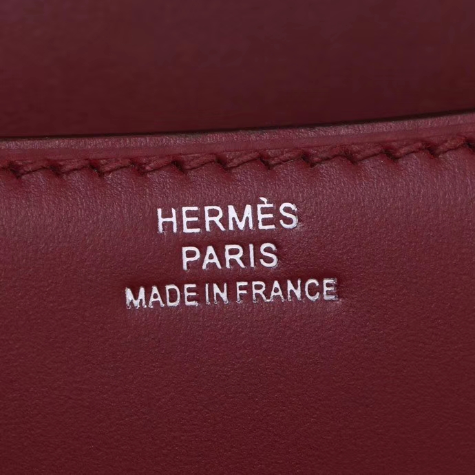 Hermès（爱马仕）Constance 空姐包 酒红 box 珐琅扣 银扣 19cm