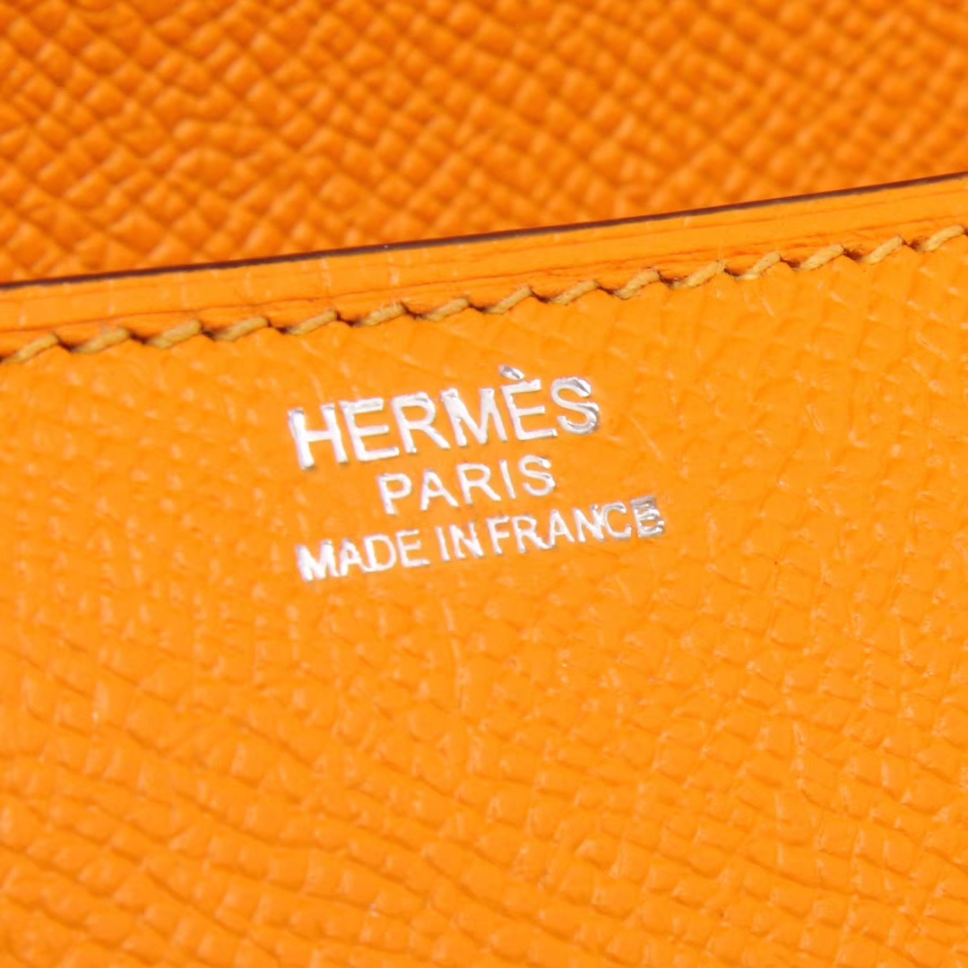 Hermès（爱马仕）MIDI 太阳黄 EP皮 银扣 18cm