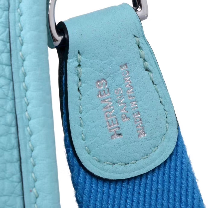 Hermès（爱马仕）mini evelyne 伊芙琳 马卡龙蓝 Togo 银扣 17cm