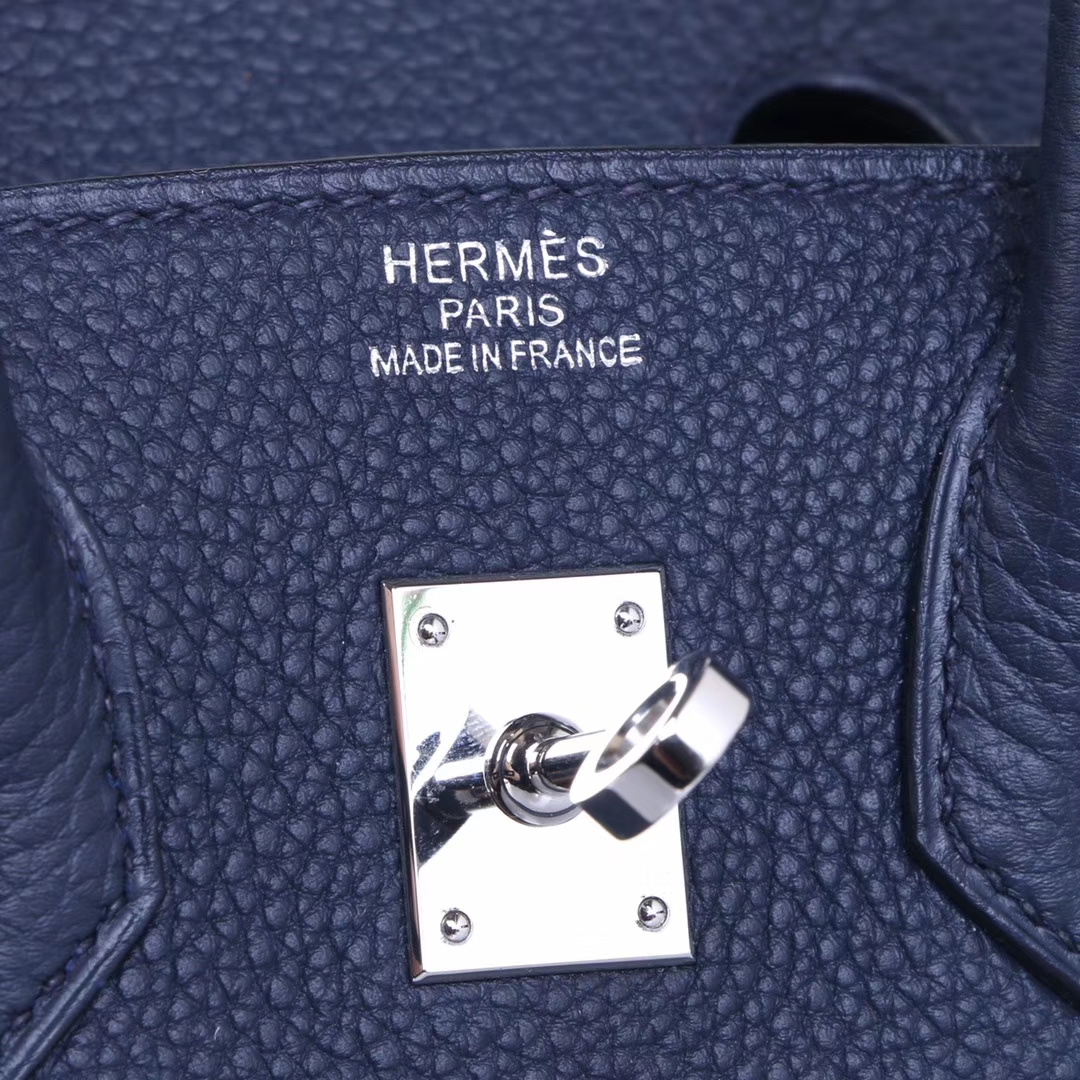 Hermès（爱马仕）Birkin 铂金包 午夜蓝 Togo 银扣 25cm