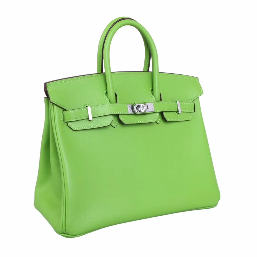 Hermès（爱马仕）Birkin 铂金包 奇异果绿 swift皮 银扣 25cm