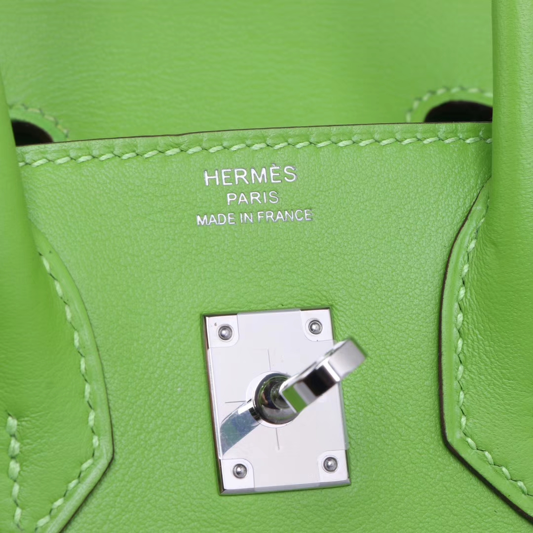 Hermès（爱马仕）Birkin 铂金包 奇异果绿 swift皮 银扣 25cm