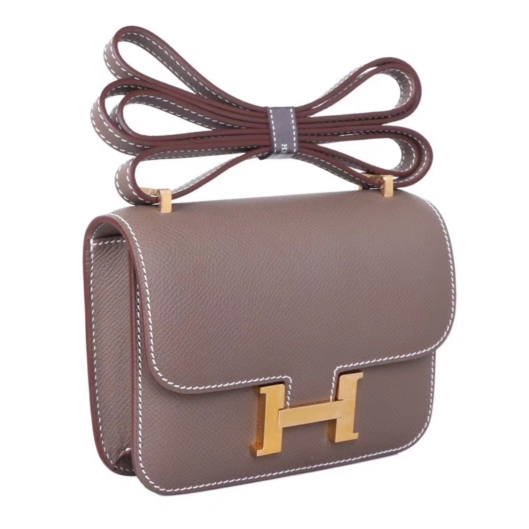 Hermès（爱马仕）mini constance 迷你 空姐包 大象灰 金扣 14cm