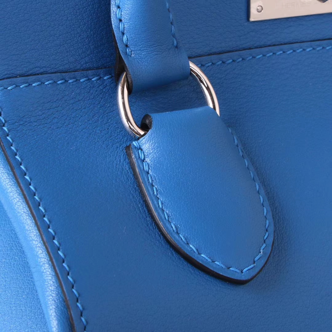 Hermès（爱马仕）Toolbox 牛奶盒 水妖蓝 swift皮 银扣 20cm