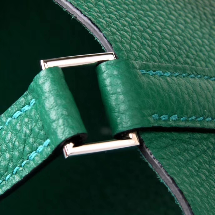 Hermès（爱马仕）Picotin 菜篮包 绒丝绿 togo 银扣 18cm
