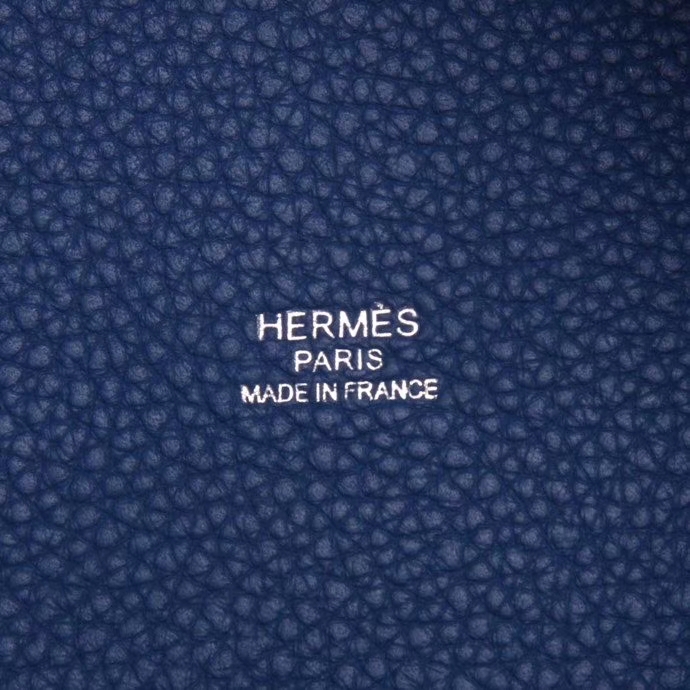 Hermès（爱马仕）Picotin 菜篮包 明蓝拼火焰红 togo 银扣 18cm