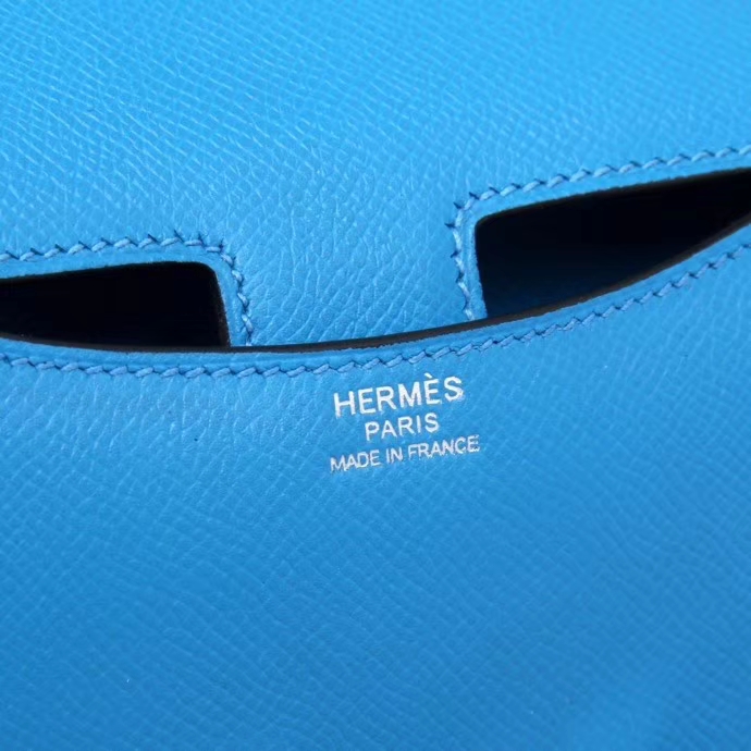 Hermès（爱马仕）Constace 空姐包 伊兹密尔蓝 EP 银扣 19cm