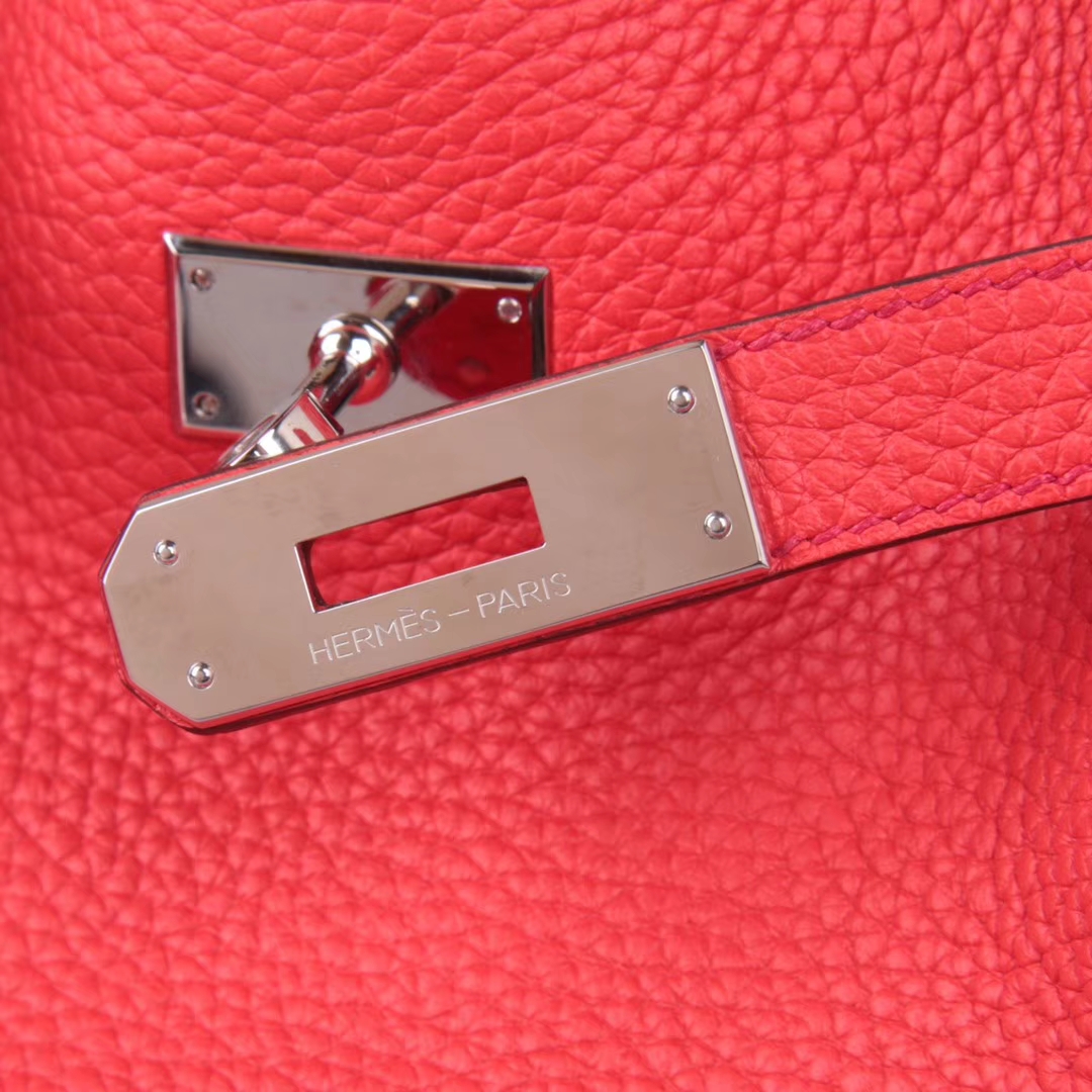 Hermès（爱马仕）soKelly 单肩包 中国红 togo 银扣 22cm