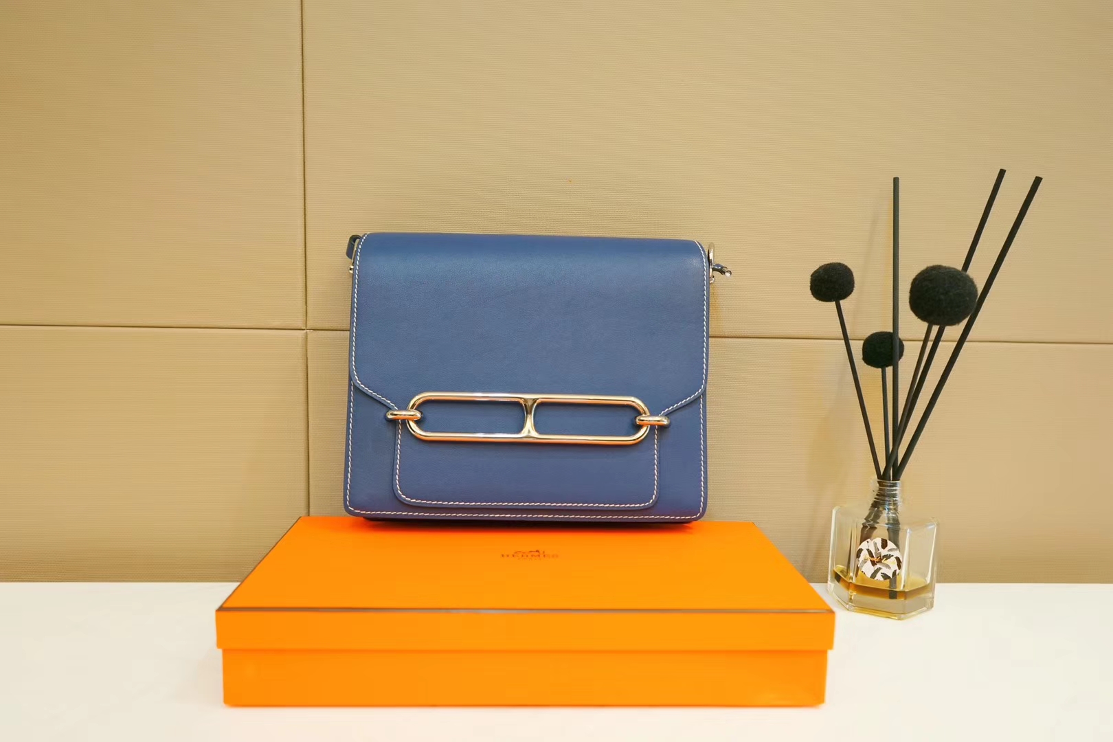 Hermès（爱马仕）roulis 猪鼻包 R2玛瑙蓝 EV 银扣 23cm