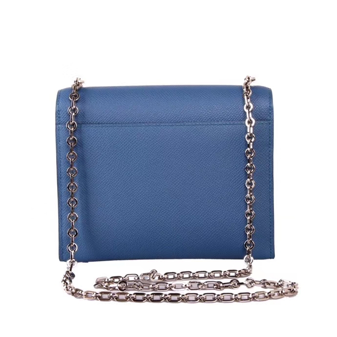 Hermès（爱马仕）Verrou 锁链包 玛瑙蓝 epsom皮 银扣 17cm
