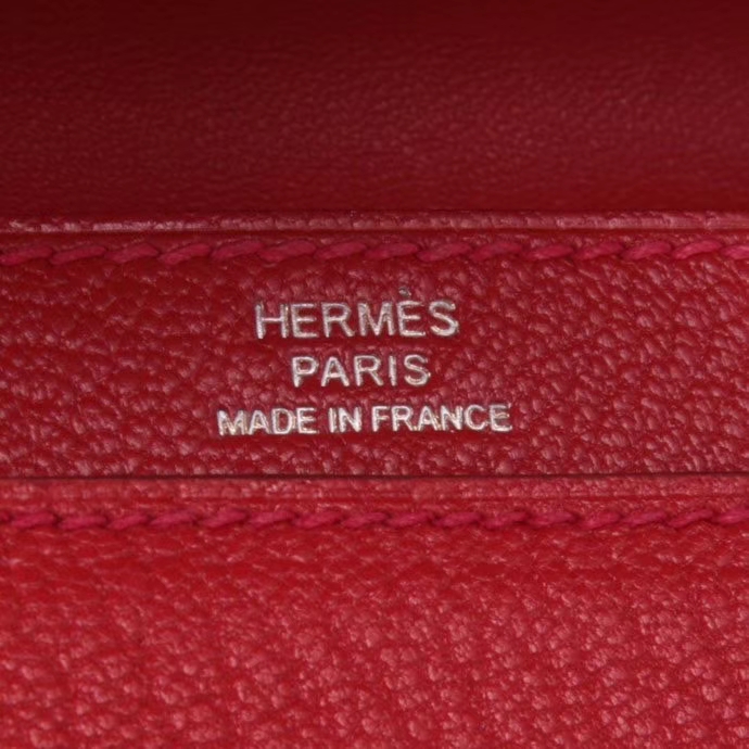 Hermès（爱马仕）Verrou 锁链包 中国红 山羊皮 银扣 17cm