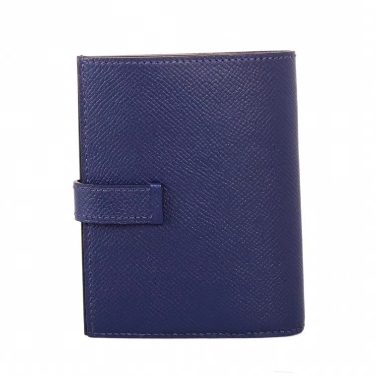 Hermès（爱马仕）Bearn 小H扣 短夹 午夜蓝 银扣 epsom皮