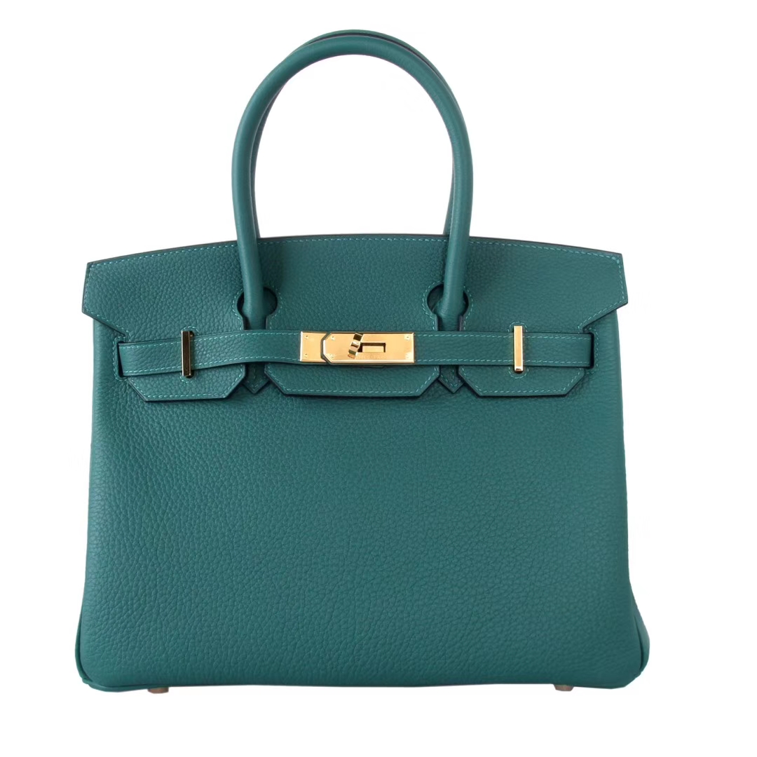 Hermès（爱马仕）birkin 铂金包 孔雀绿 金扣  togo 30cm