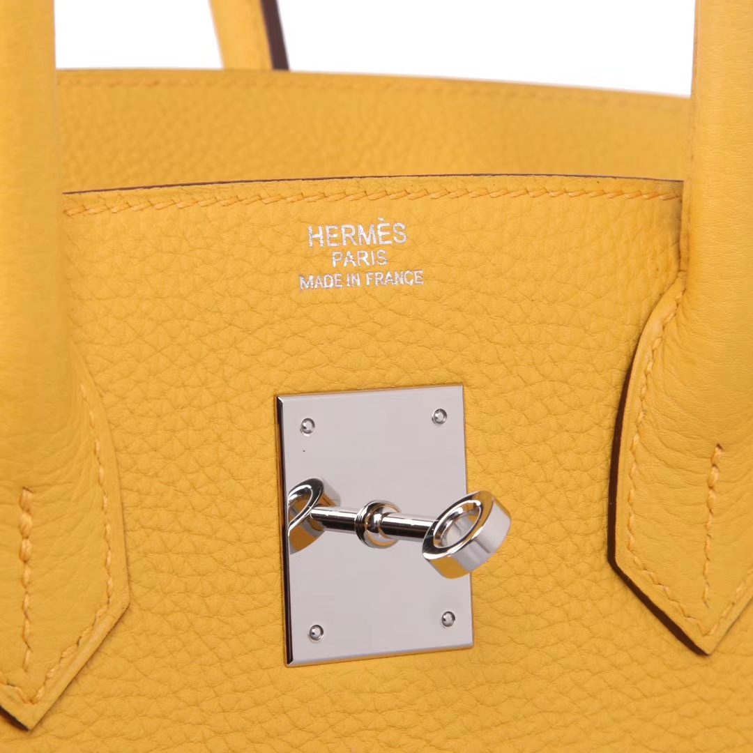 Hermès（爱马仕）birkin 铂金包 柠檬黄 银扣 togo 30cm