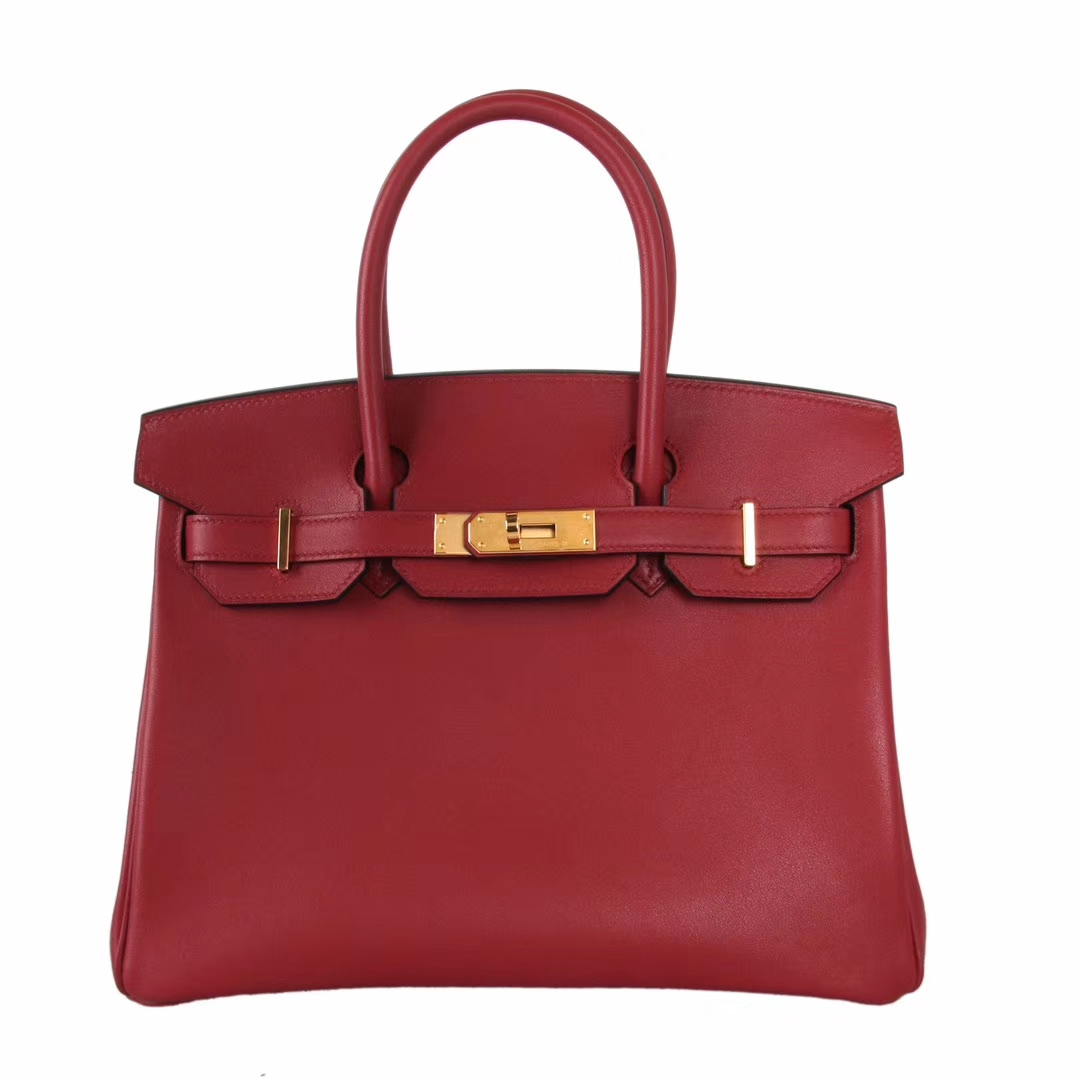 Hermès（爱马仕）birkin 铂金包 石榴红 金扣  swift 30cm