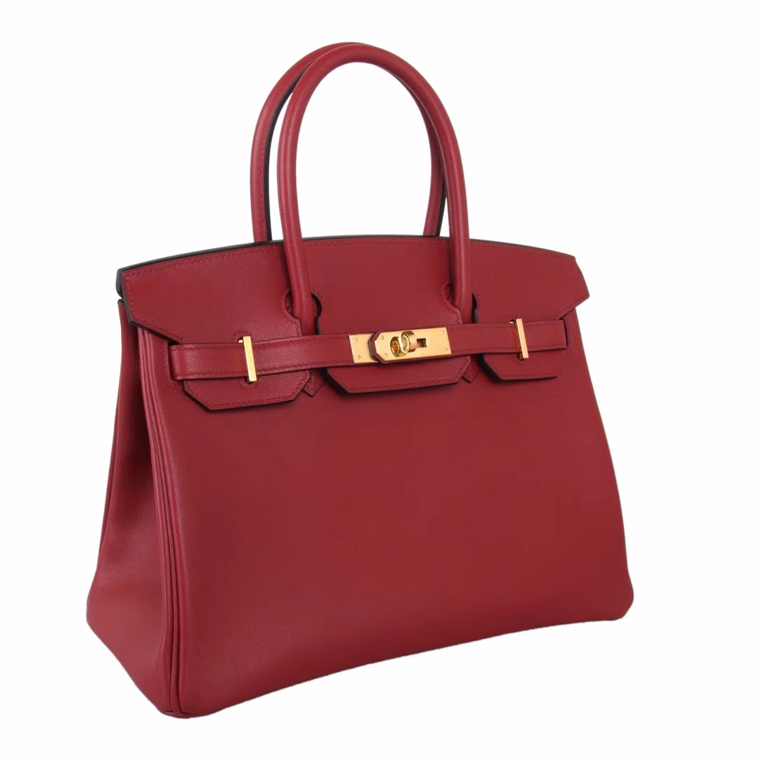 Hermès（爱马仕）birkin 铂金包 石榴红 金扣  swift 30cm