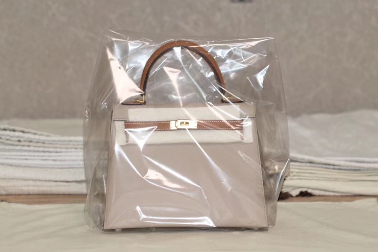 Hermès（爱马仕）Kelly 金棕+风衣米S2+磨砂五金 epsom皮 外缝 25cm 出货