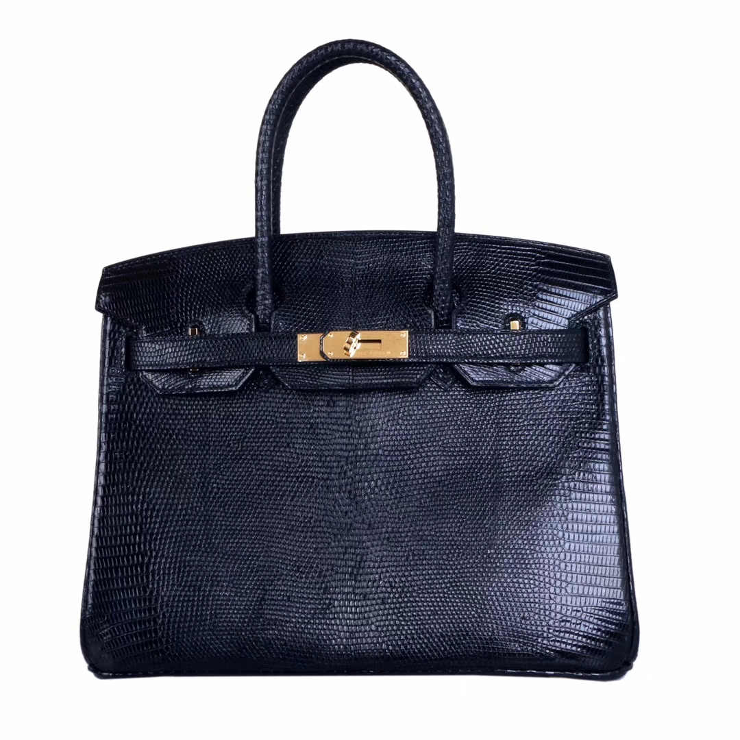 Hermès（爱马仕）birkin 铂金包 黑色 蜥蜴皮 金扣 30cm