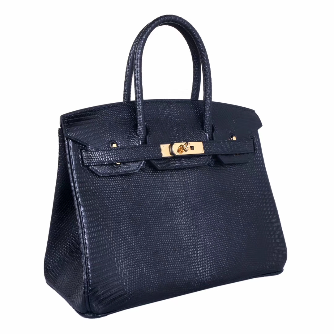 Hermès（爱马仕）birkin 铂金包 黑色 蜥蜴皮 金扣 30cm