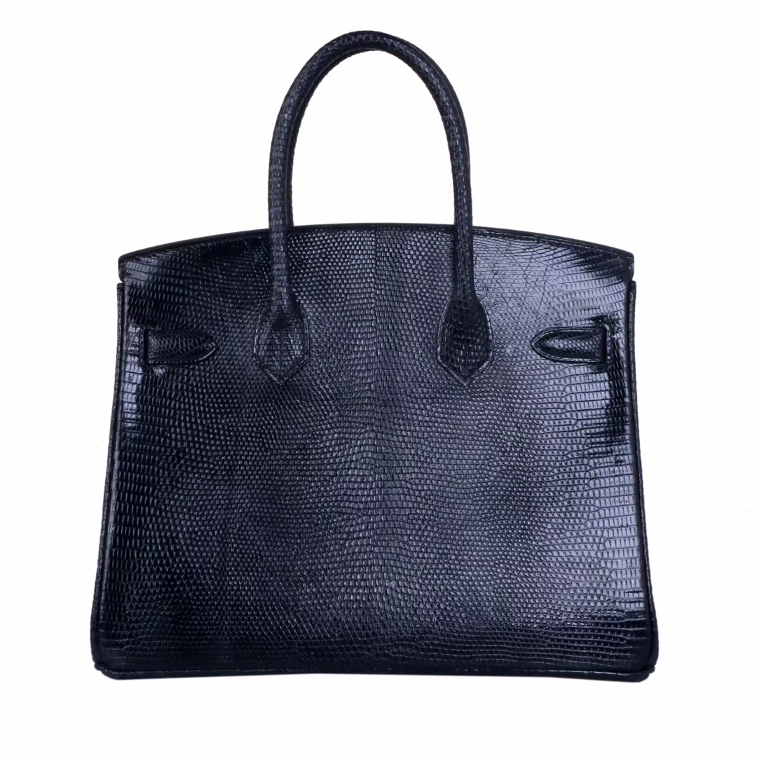 Hermès（爱马仕）birkin 铂金包 黑色 蜥蜴皮 金扣 30cm