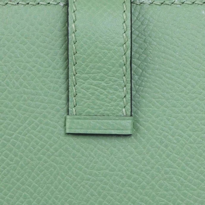 Hermès（爱马仕）Bean Compact 小H扣 长款钱夹 银扣 epsom 牛油果绿+3I雾霾蓝