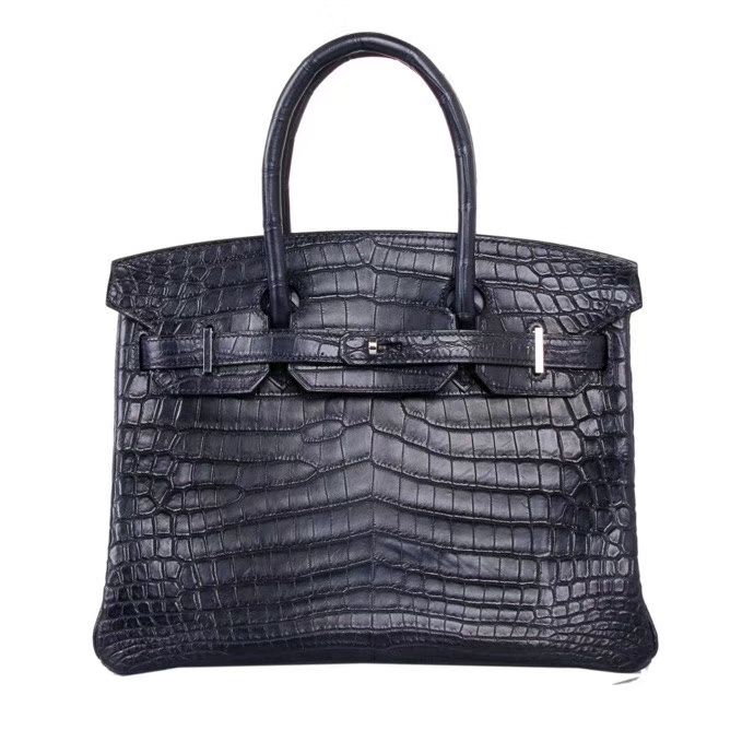 Hermès（爱马仕）birkin 铂金包 海蓝色 雾面鳄鱼 银扣 30cm