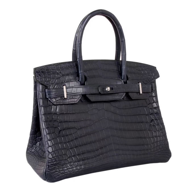 Hermès（爱马仕）birkin 铂金包 海蓝色 雾面鳄鱼 银扣 30cm