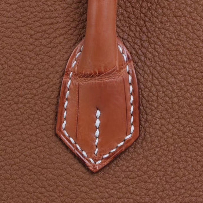 Hermès（爱马仕）birkin 铂金包 金棕色 手柄 包盖 抽带 同色鳄鱼 银扣 30cm