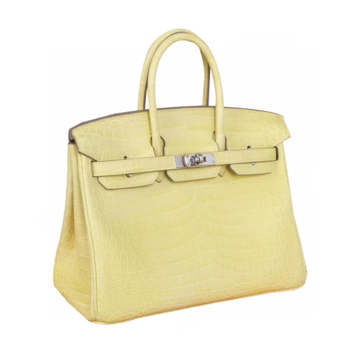 Hermès（爱马仕）birkin 铂金包 柠檬黄 哑光鳄鱼 银扣 25cm